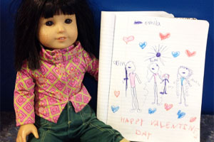 American Girl Doll with drawing