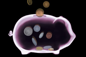 Coins in piggybank