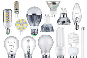 a seelction of various types of light bulbs