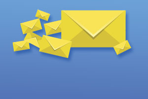 A newsletter subscribe form with email envelopes on top.