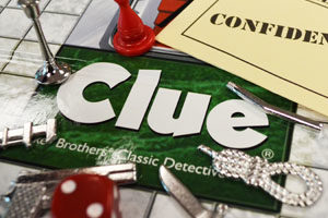 close up of Clue game board