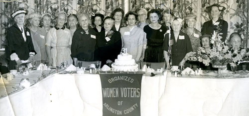 black and white photograph of Organized Women Voters