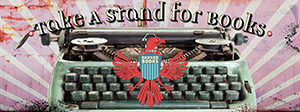 2017 version of banned books type writer and eagle