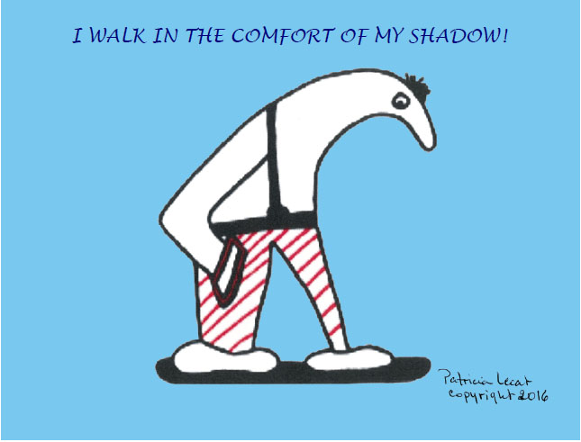 Cartoon drawing of a person walking