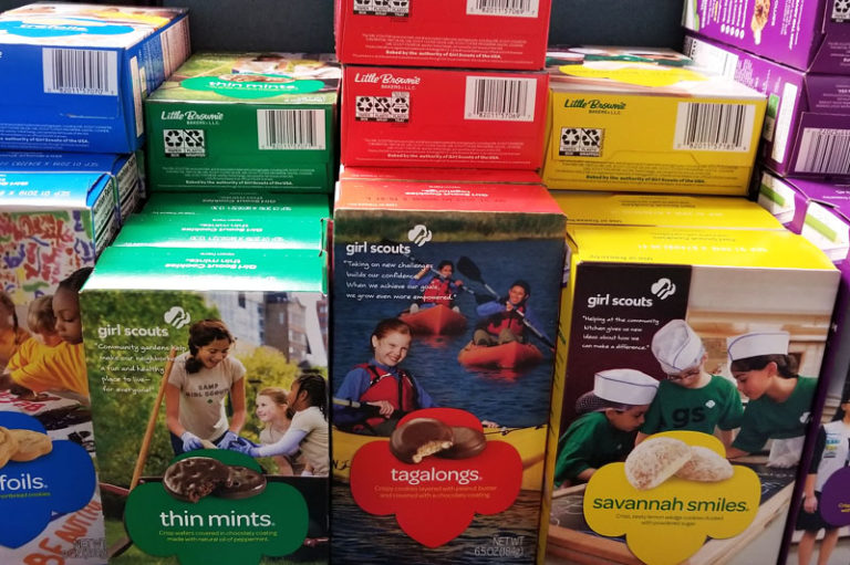 boxes of girl scout cookies