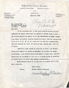 Unfolded, typewriter written letter on stationary bearing the Butler-Holmes Citizens Association letterhead, with pencil scrawl across the top that reads "Also ? ? NAACP"