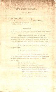 Front page of 5 page legal document, printed in black font on yellowing paper