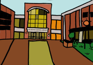 Illustration of Central Library by Jack Perkins