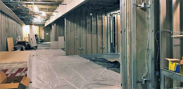 photo of walls being built for new meeting rooms