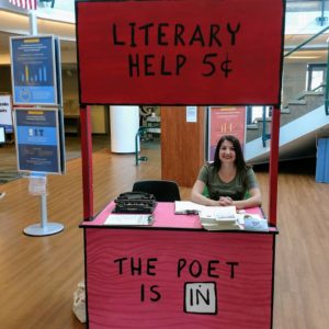 Courtney in the Poet is IN booth at Central Library