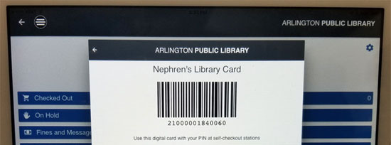 photo of a digital barcode in the app