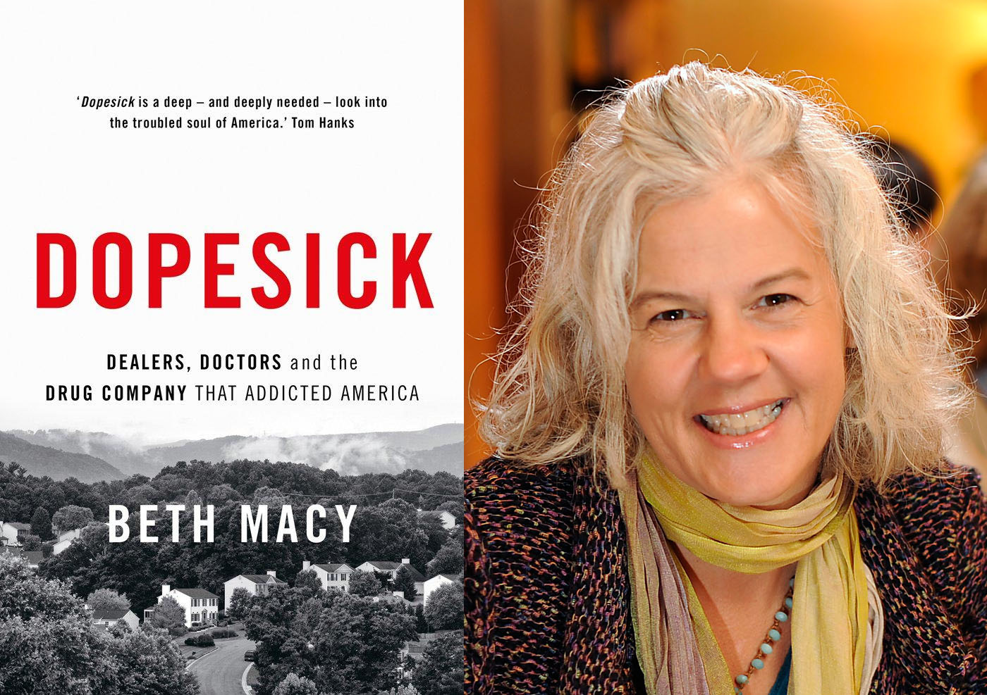 Beth Macy headshot and cover of Dope Sick