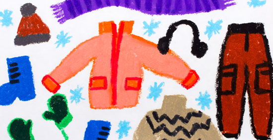 Photo of colorful hand drawing: Winter clothes