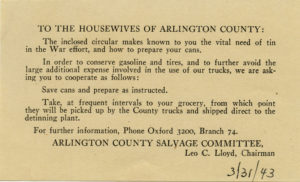 side two is addressed "The the Houisewives of Arlington County"