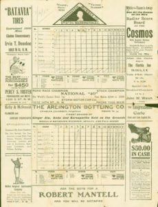 These pages are from a Washington Nationals game against the Chicago White Sox on July 16, 1912, attended by a member of the Olcott family from the Glencarlyn neighborhood. The first page has the 1912 American League schedule and 1911 standings, while the second page has a score card and roster for the competing teams.