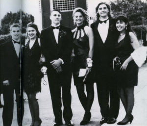 Bishop O'Connell students all dressed in black pose before heading to their Senior Prom, 1993