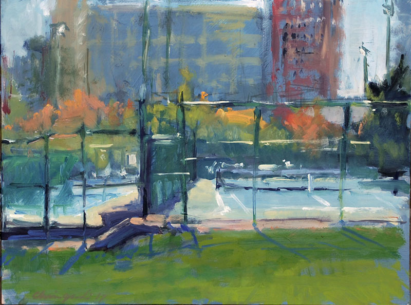 impressionist painting of tennis courts