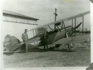 photo of a biplane at Washington Airport, 1920s