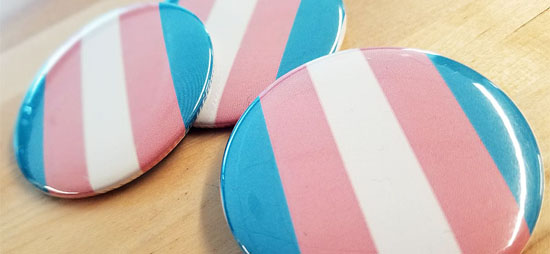 buttons in the colors of the Transgender flag