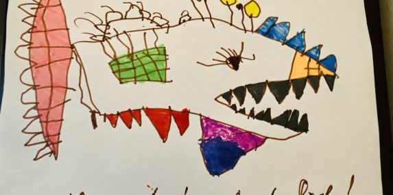 Alexander is a three year old boy and loves to draw! This is the lucky giant fish, where you can wish on it and it will come true! It brings luck, and he loves to draw, especially when he is stuck inside!
