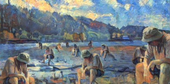 This conceptual work in the style of Paul Cézanne attempts to portray a man that is getting tired of social distancing along the banks of the Ohio River.
