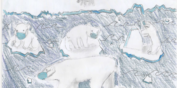 This year every polar bear gets his or her own ice floe, and a nice coronavirus mask to go with it.