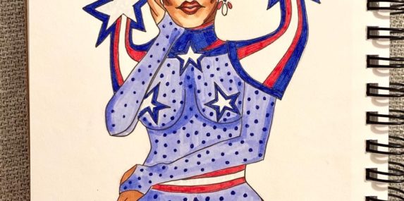 I never thought that RuPaul's Drag Race would be helping me keep track of the days of the week, but here we are. New episodes on Fridays have helped punctuate the end of each week. Here is fan art of my favorite queen this season, Jaida Essence Hall. The runway theme was "Stars & Stripes."