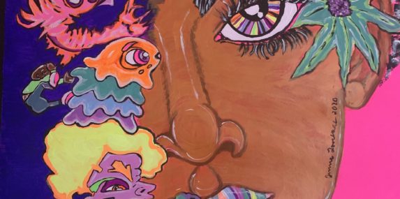 Poster art: Acrylic painting on Poster. “Seeing colors of creativity in 2020” Seeing and giving feeling to emotions using art to express The inner thoughts on social and emotional response to the current epidemic happening the world today.