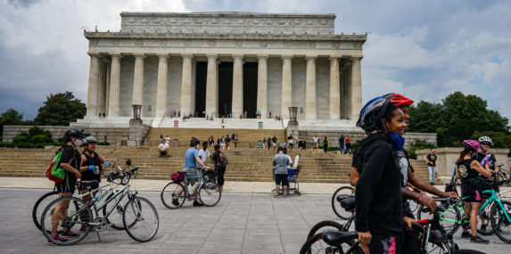 On June 20, bikers of all ages met at Northside Social in Clarendon and rode to the Lincoln Memorial, stopping traffic along the way, to protest the killing of countless black Americans by police.