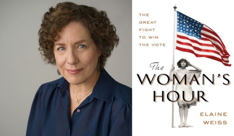 composite photo of the author, Eileen Weiss, next to the cover of "The Woman's Hour"