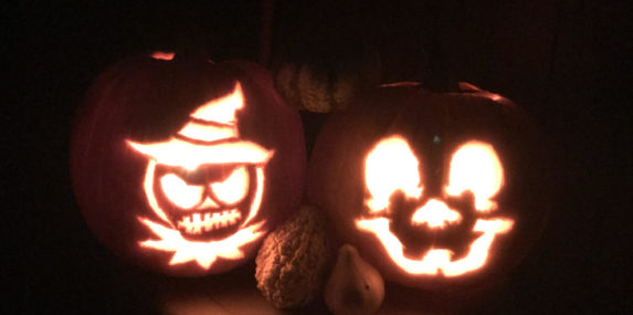 2020 has been quite a year...while grappling with the pandemic and other terrible occurrences, I've also had a number of successes and happy moments. As a tribute to both the good and the bad of this year, I carved these pumpkins - one happy, one scary!