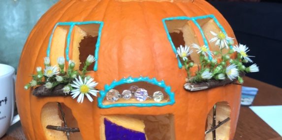 During COVID quarantine time, I thought it'd be cute to build my own pumpkin house. Went flower picking in Loudon County, and used them to decorate the windowsills of the pumpkin chalet!
