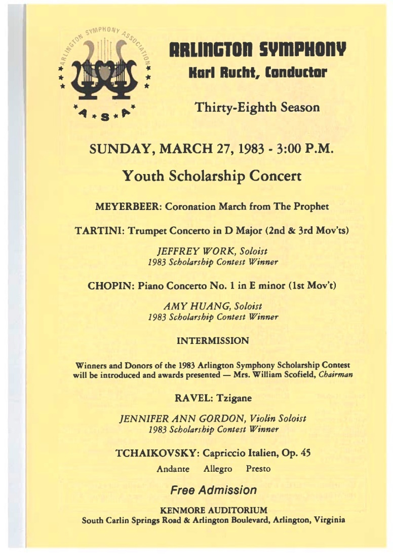 1983 Youth Scholarship Concert Program