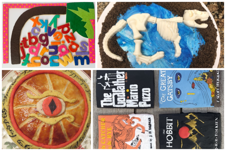 collage of 4 images from the edible books contest winners