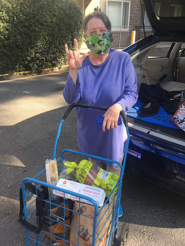 ANV member receives a grocery delivery.