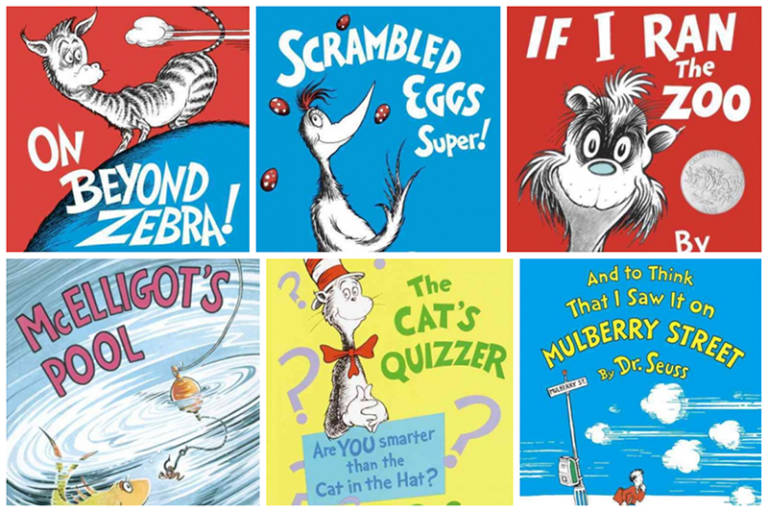 covers of 6 Dr. Seuss books that will no longer be published