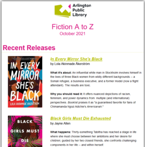 link to October 2021 Fiction A-Z newsletter.