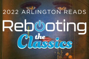 Arlington Reads series announcement with cover art from the book "The Great Gatsby" by F. Scott Fitzgerald.