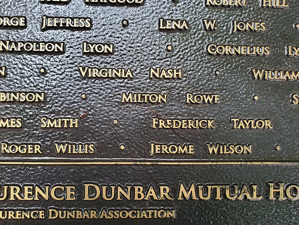 Dunbar Mutual Homes Milton Rowe Plaque