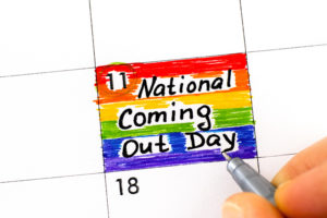 Calendar depicting the 11t hwith a pride flag drawn in pencil.
