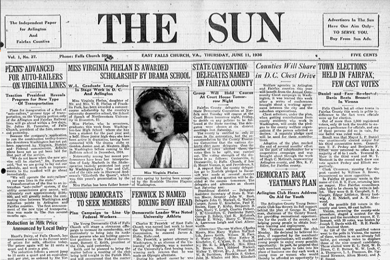 Photo of a news clip of The Sun, 1936.