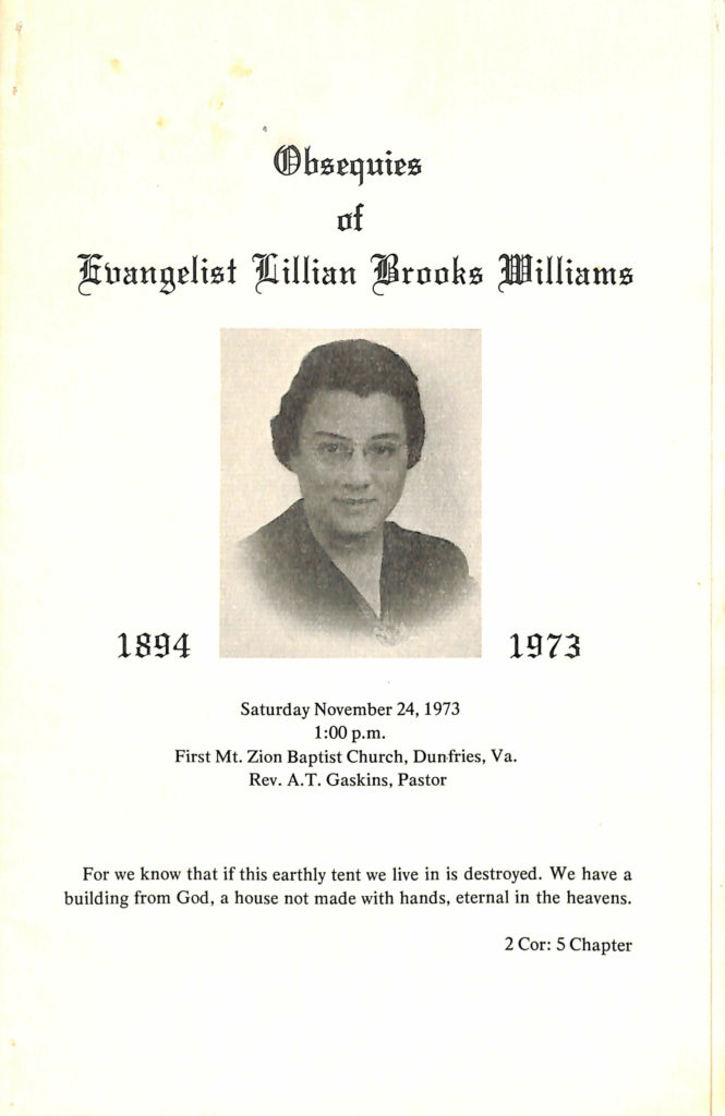 Link to Lillian Williams Funeral Program