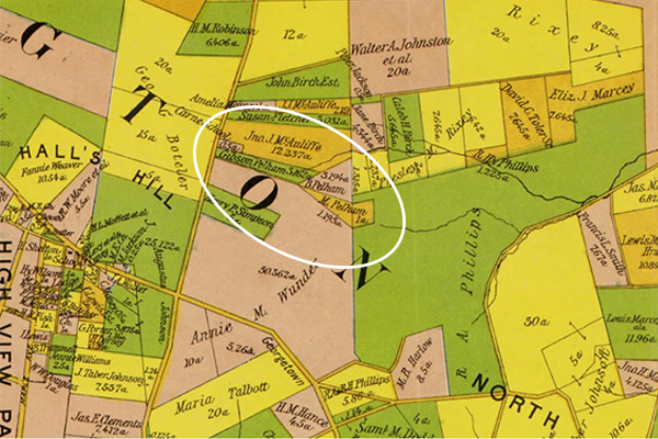 Pelham Town on 1900 LOC Map