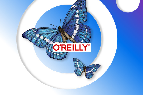 Image with butterfly set against a circle, provided by O’Reilly.