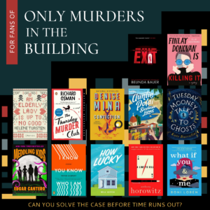 link to booklist "For Fans of Only Murders in the Building"