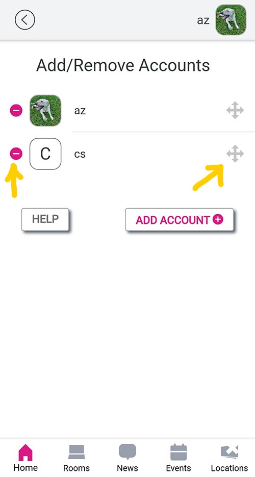 Add or Remove Accounts screen.