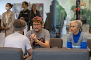 Participants and "human books" conversing at Central Library. Photo credit Daniel Rosenbaum.