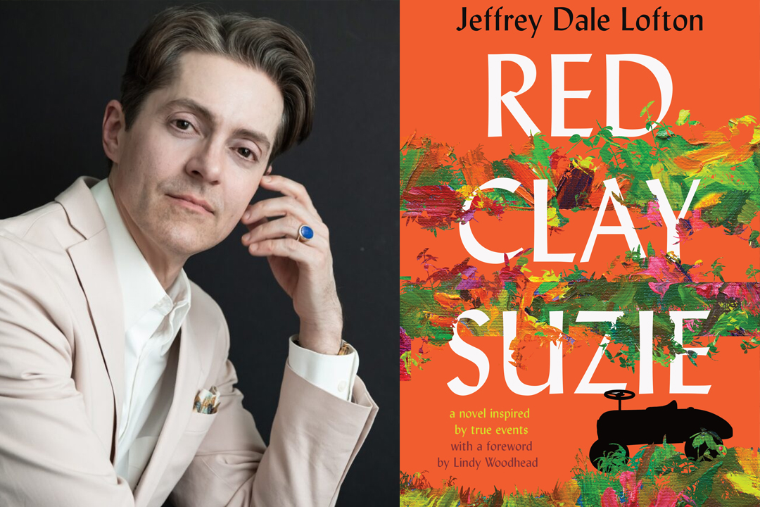 Photo of Jeffrey Dale Lofton and cover art for his book, Red Clay Suzie.