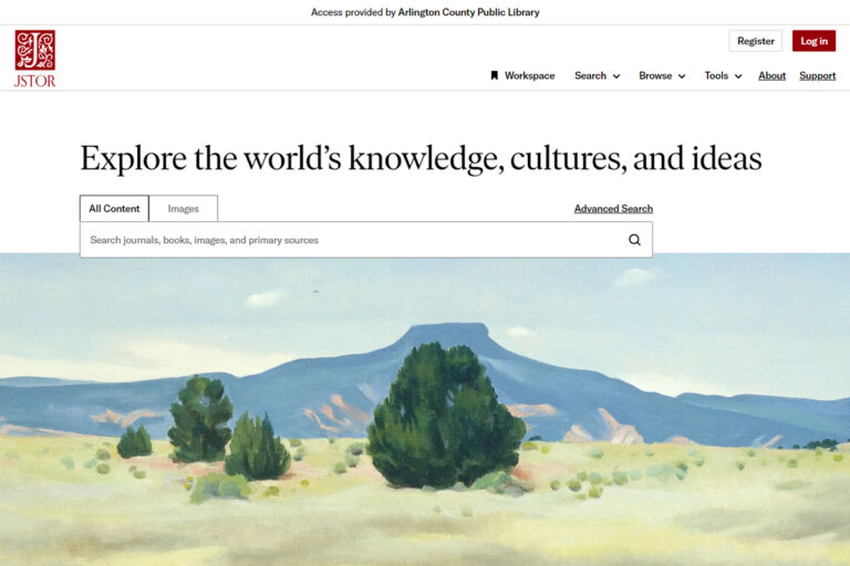 a homepage of JSTOR.