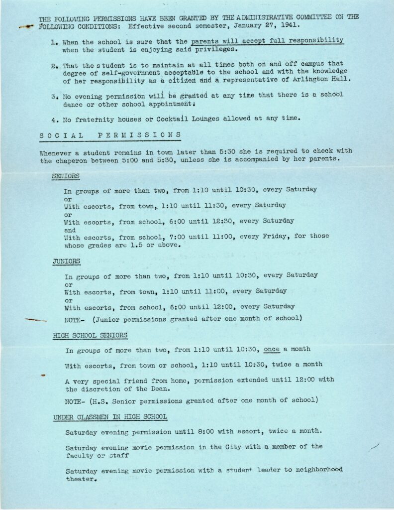 A document sent to Paula Strother's parents detailing social permissions.